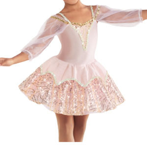 Revolution Light Pink + Gold Dance Costume Size Child Large